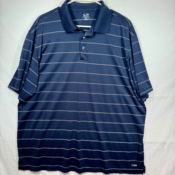 Champion Golf Polo Shirt Duo Dry Striped Navy Blue Short Sleeve Sz XL - Picture 2 of 8